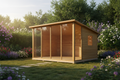 Sloped Roof Studio Greenhouse in garden setting